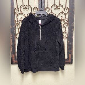 No Boundaries zipper black Sherpa hooded jacket